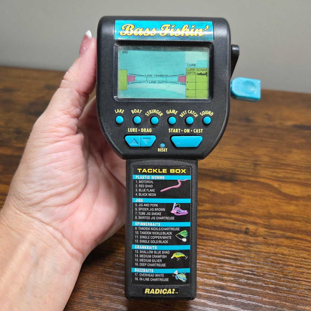 Radica Bass Fishin Handheld Game Black OS Excellent Vintage 3732 Fishing Toy